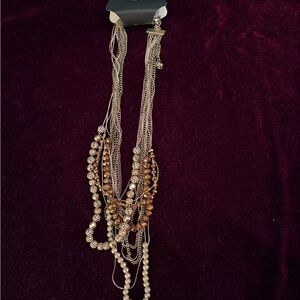 Chic Multi-Strand Silver and Brown Necklace